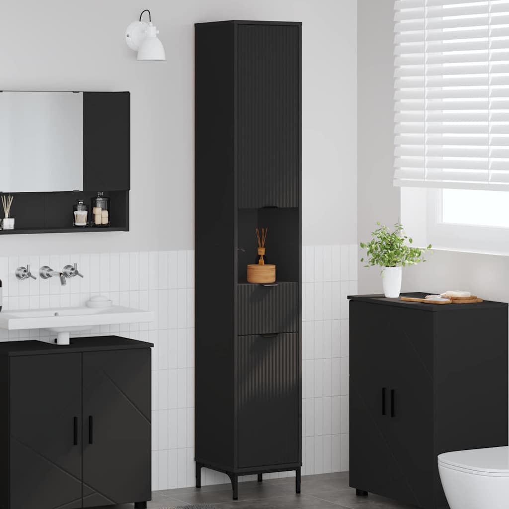 Mobile da Bagno Nero 31,5 x 33 x 190 cm | homemem39