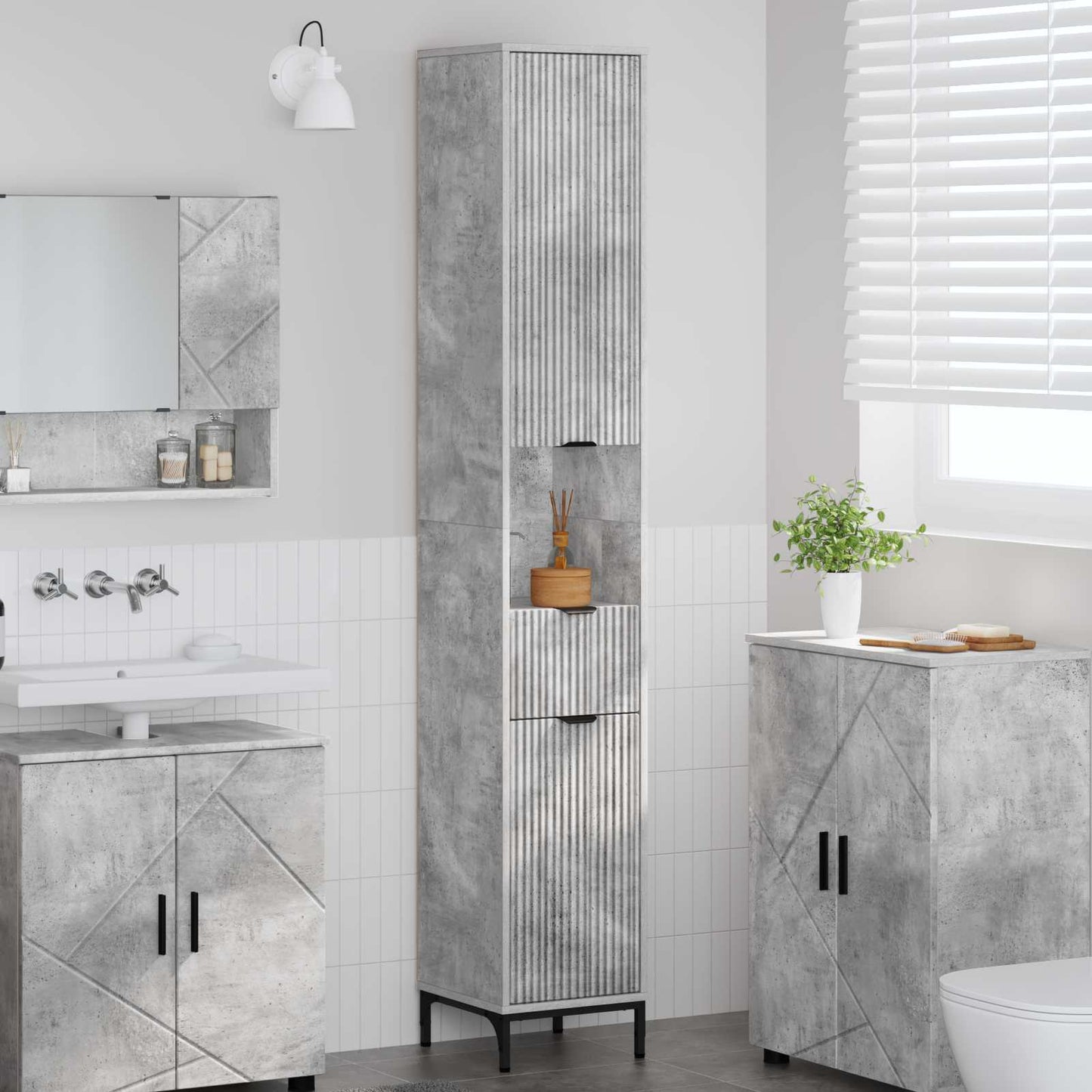 Mobile da Bagno Grigio cemento 31,5 x 33 x 190 cm | homemem39