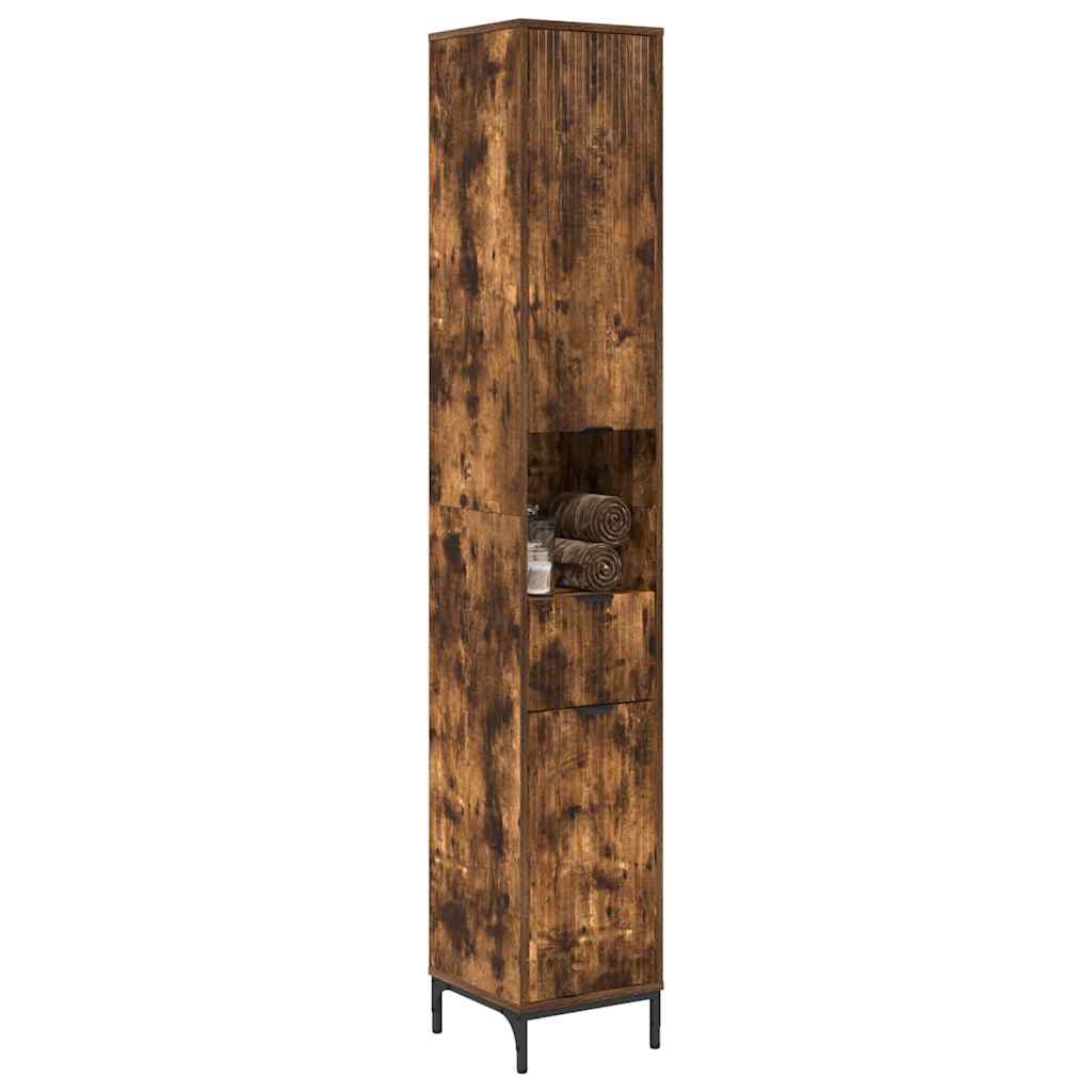 Mobile da Bagno con cassetto Rovere fumé 31,5 x 33 x 190 cm | homemem39