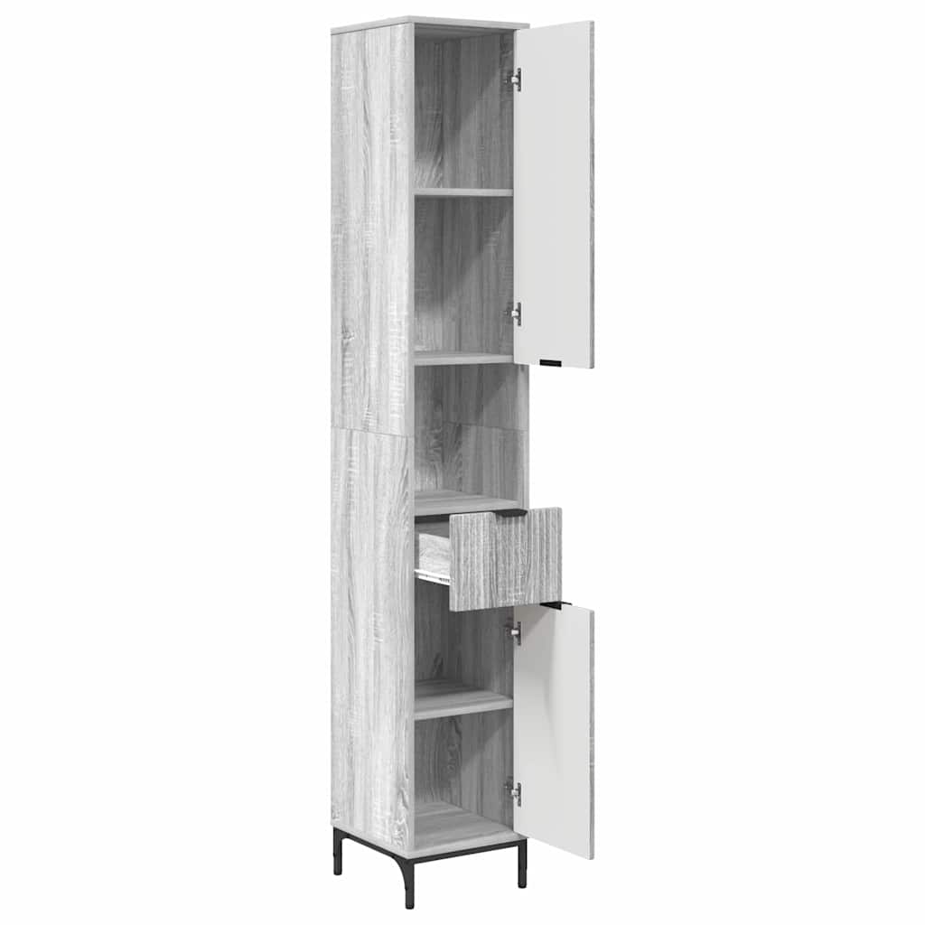 Mobile da Bagno con cassetto Grigio Sonoma 31,5 x 33 x 190 cm | homemem39