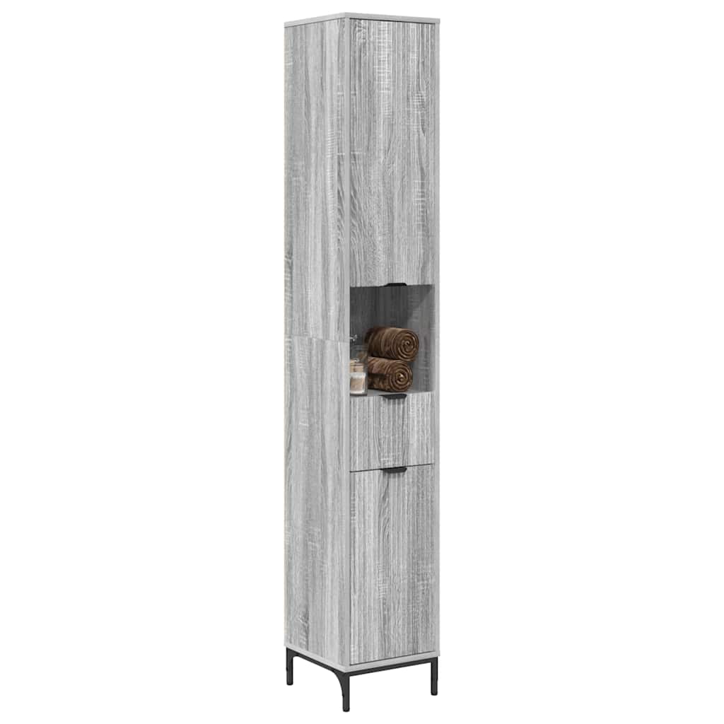 Mobile da Bagno con cassetto Grigio Sonoma 31,5 x 33 x 190 cm | homemem39