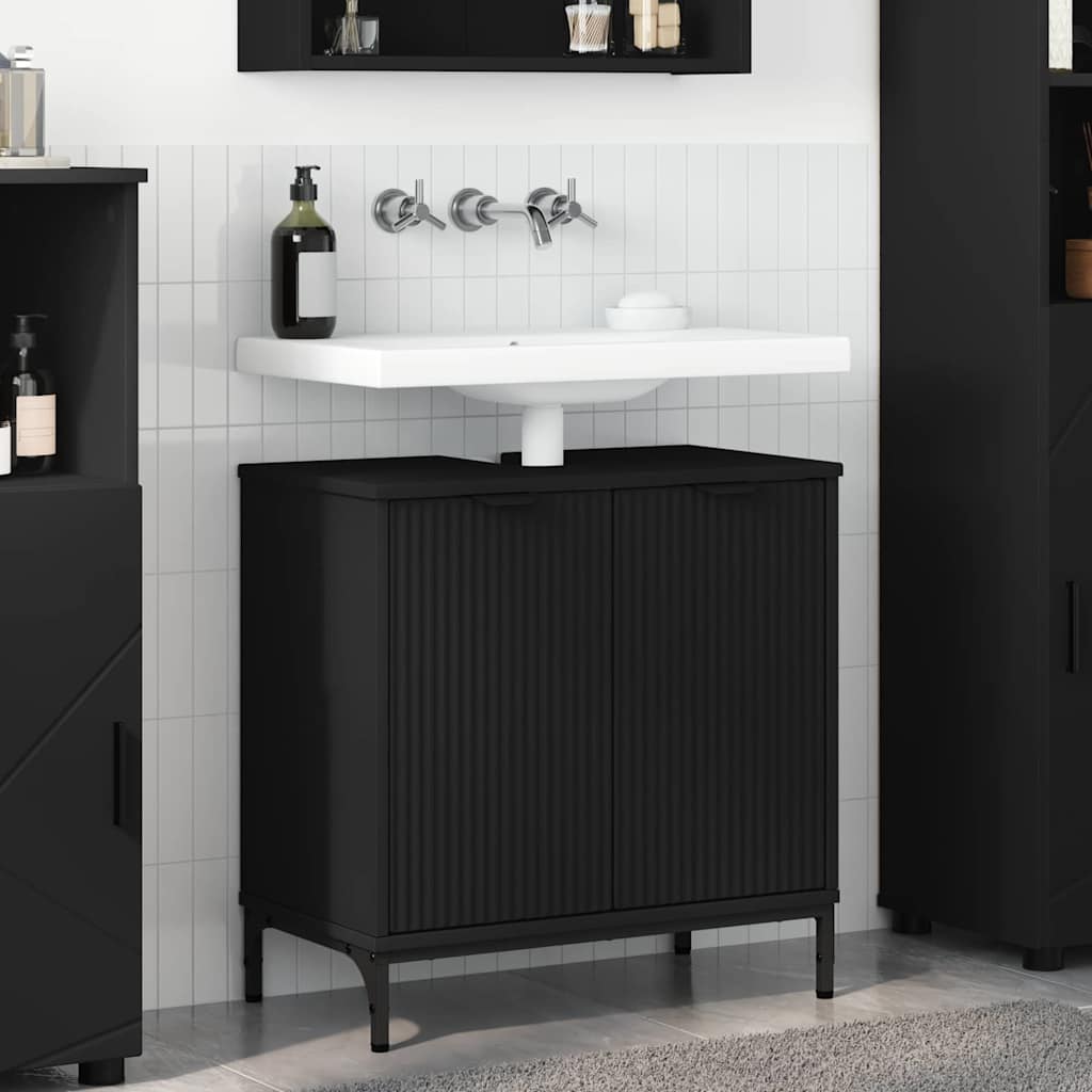 Armadio per Lavabo da Bagno Nero 60,5 x 33,5 x 61 cm | homemem39