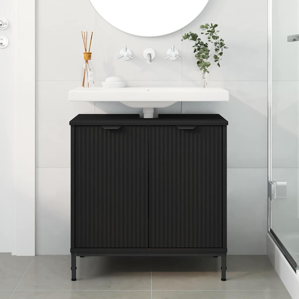 Armadio per Lavabo da Bagno Nero 60,5 x 33,5 x 61 cm | homemem39