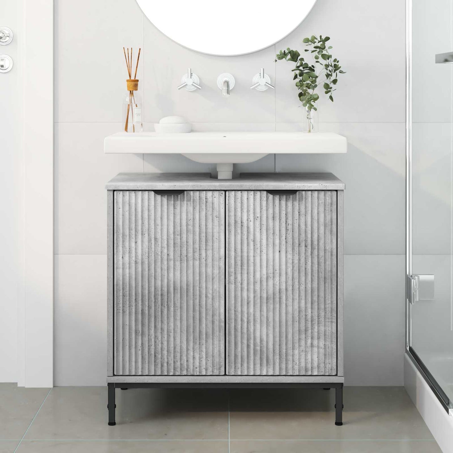 Armadio per Lavabo da Bagno Grigio cemento 60,5 x 33,5 x 61 cm