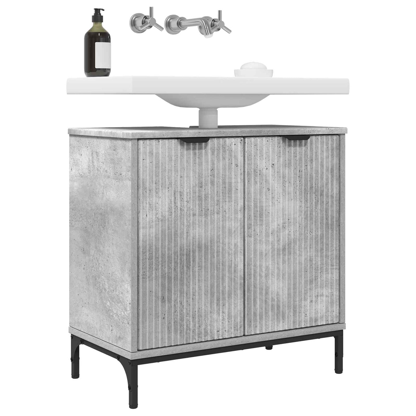 Armadio per Lavabo da Bagno Grigio cemento 60,5 x 33,5 x 61 cm