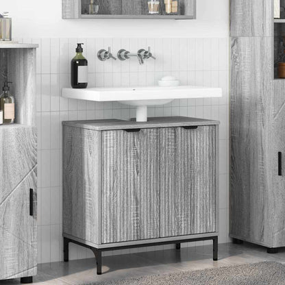 Armadio per Lavabo da Bagno Grigio Sonoma 60,5 x 33,5 x 61 cm | homemem39