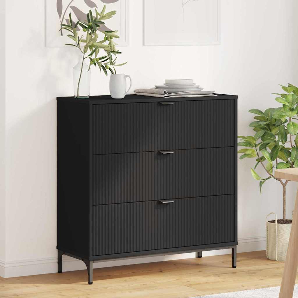 Credenza con cassetto Nero 79.5 x 33 x 82 cm Legno multistrato
