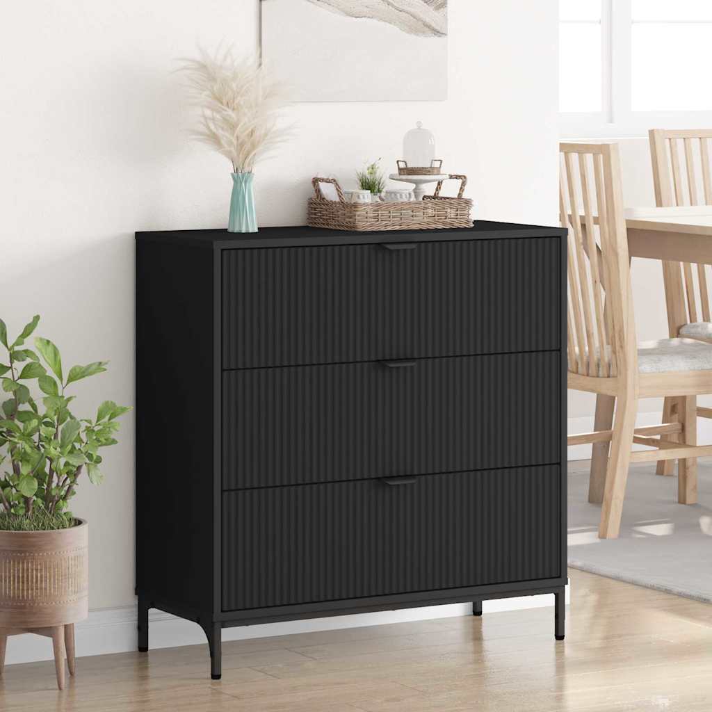 Credenza con cassetto Nero 79.5 x 33 x 82 cm Legno multistrato