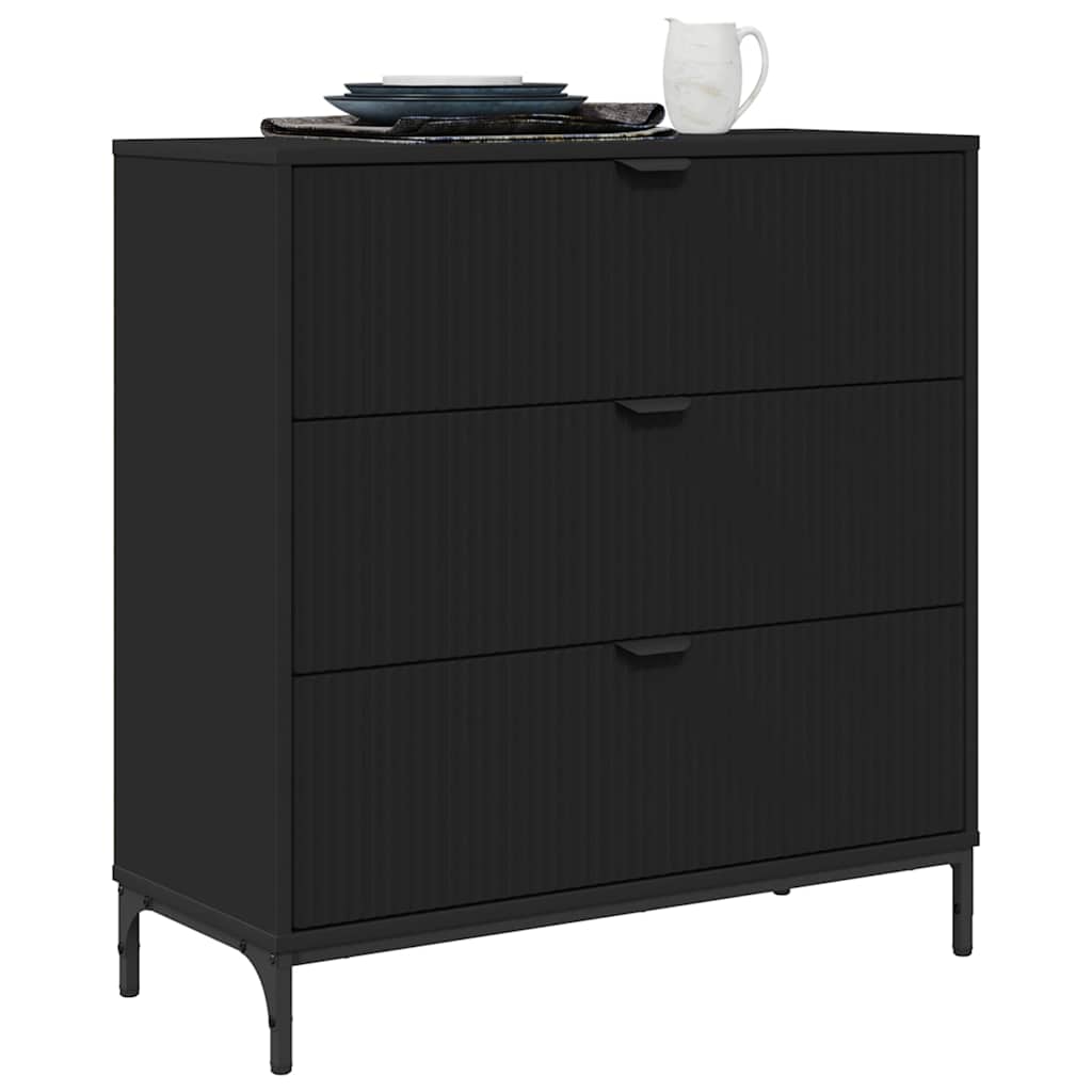 Credenza con cassetto Nero 79.5 x 33 x 82 cm Legno multistrato