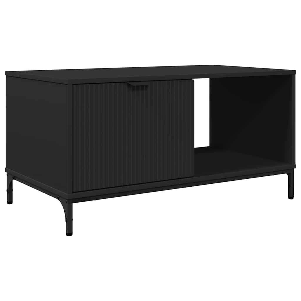 Tavolino da salotto con cassetto Rovere Nero 90 x 49 x 46 cm | homemem39