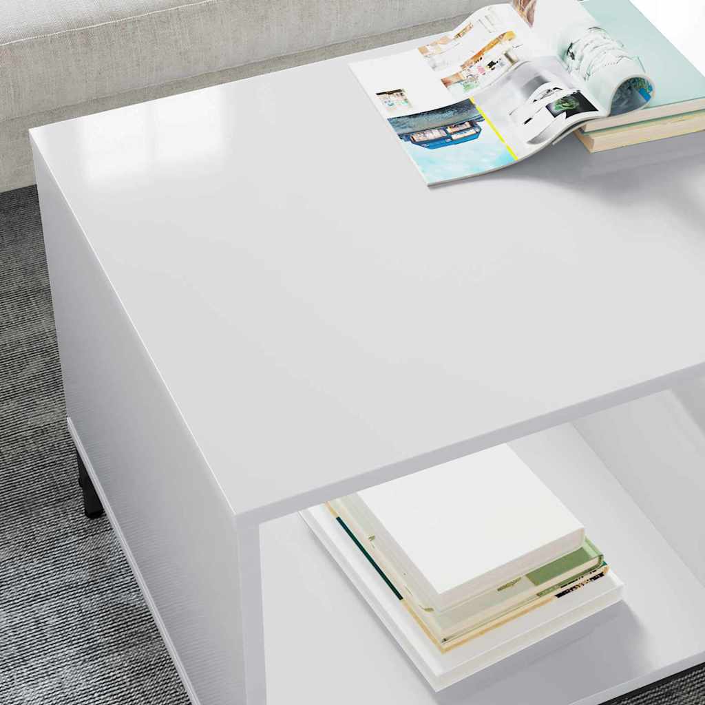 Tavolino da salotto con cassetto Bianco Lucido 90 x 49 x 46 cm | homemem39
