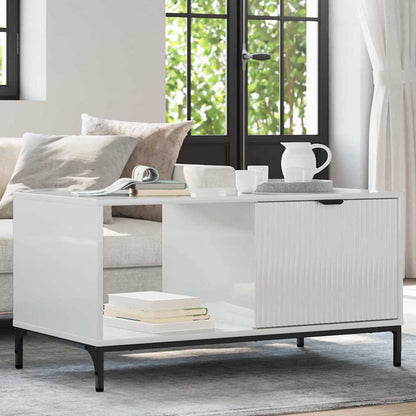 Tavolino da salotto con cassetto Bianco Lucido 90 x 49 x 46 cm | homemem39