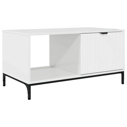 Tavolino da salotto con cassetto Bianco Lucido 90 x 49 x 46 cm | homemem39