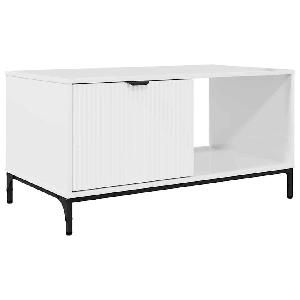 Tavolino da salotto con cassetto Bianco Lucido 90 x 49 x 46 cm | homemem39
