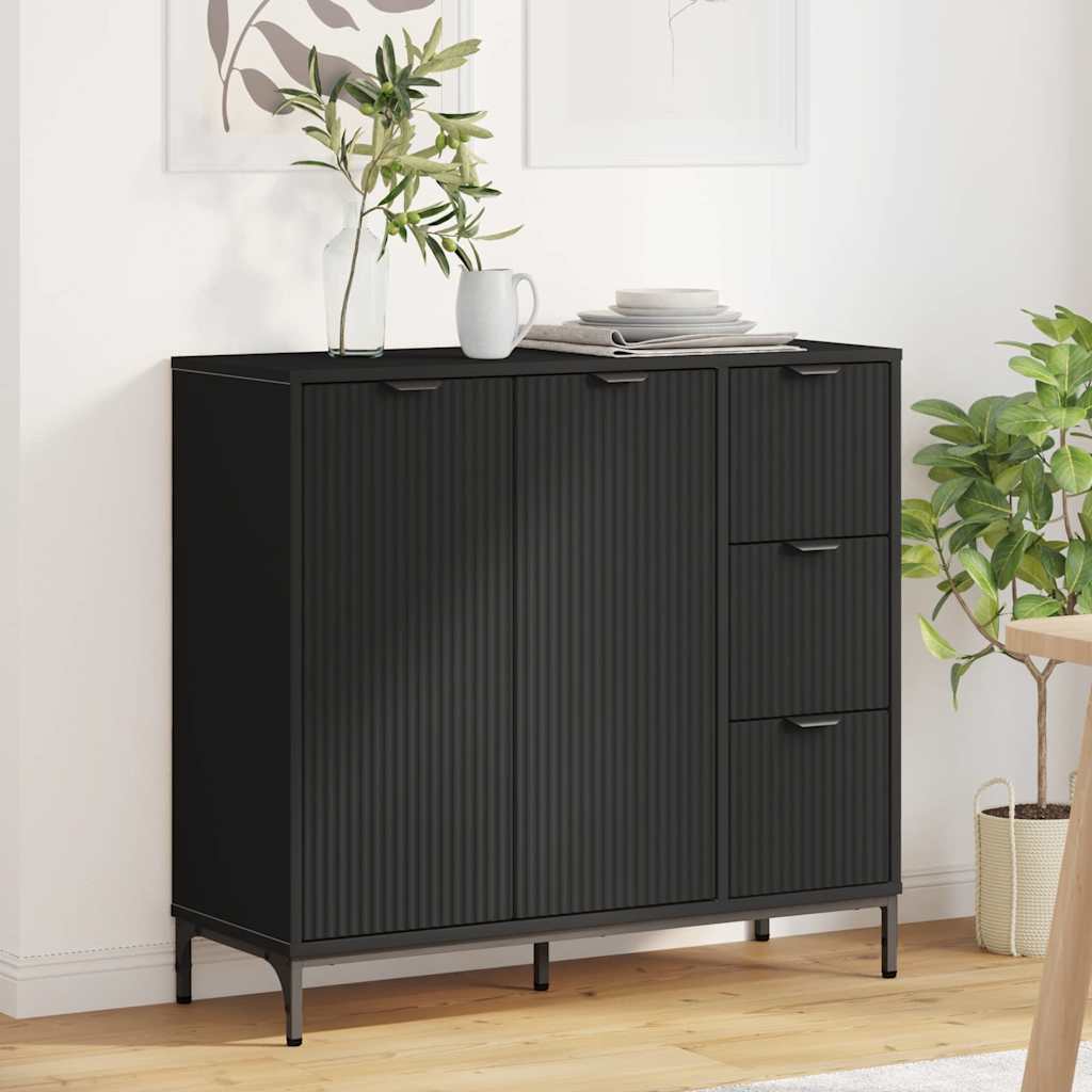 Credenza con cassetto Nero 89.5 x 33 x 82 cm Legno multistrato