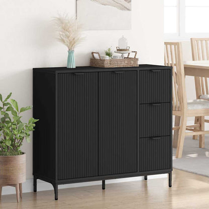 Credenza con cassetto Nero 89.5 x 33 x 82 cm Legno multistrato