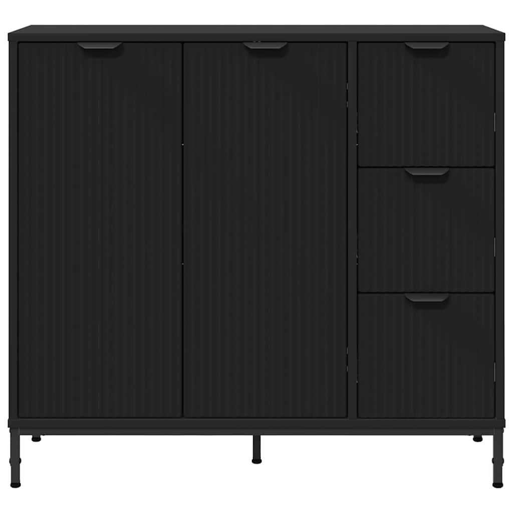 Credenza con cassetto Nero 89.5 x 33 x 82 cm Legno multistrato