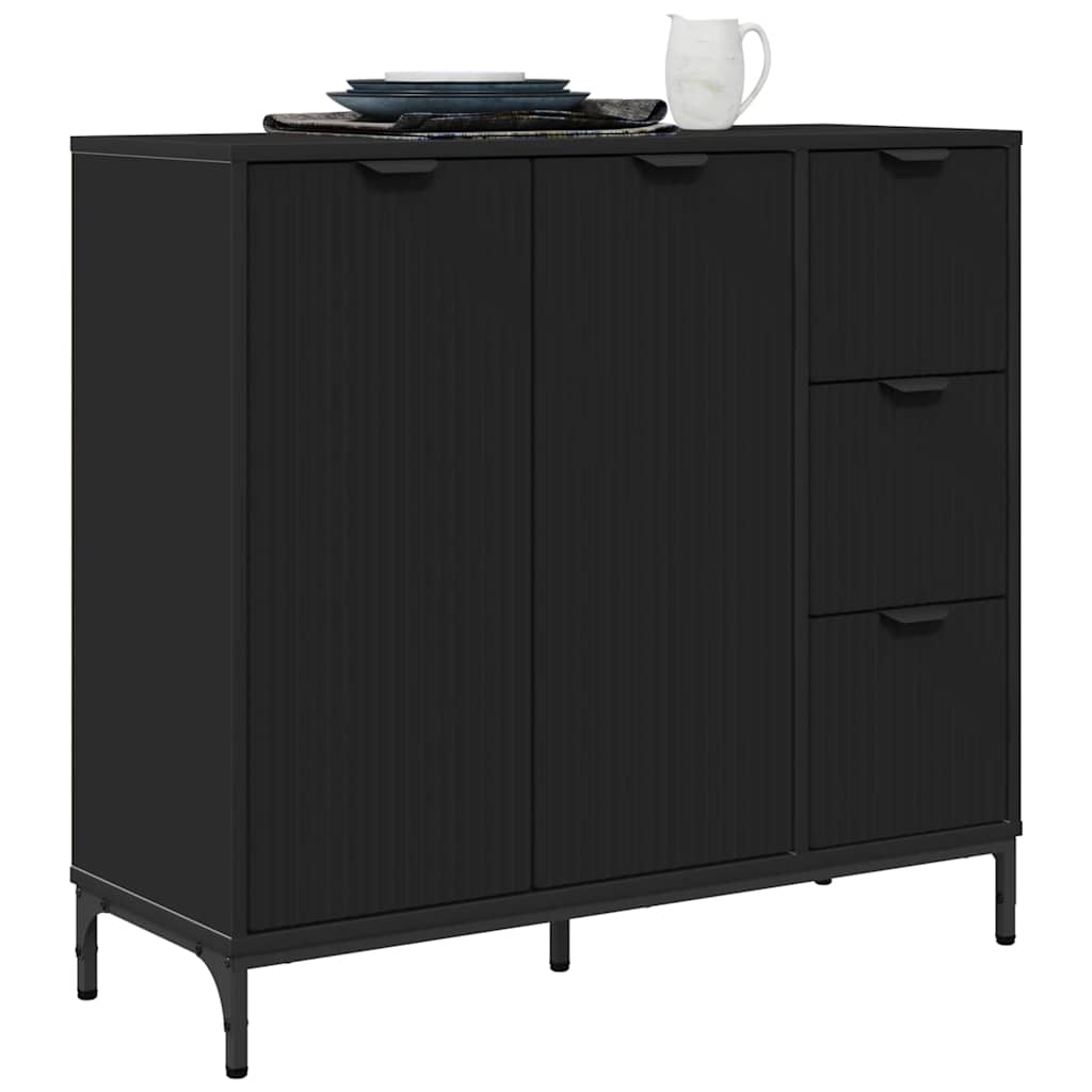 Credenza con cassetto Nero 89.5 x 33 x 82 cm Legno multistrato