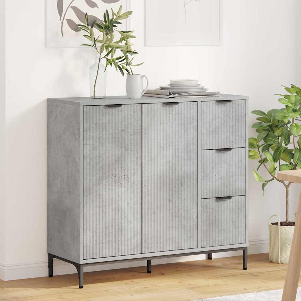 Credenza Grigio cemento 89.5 x 33 x 82 cm Legno multistrato