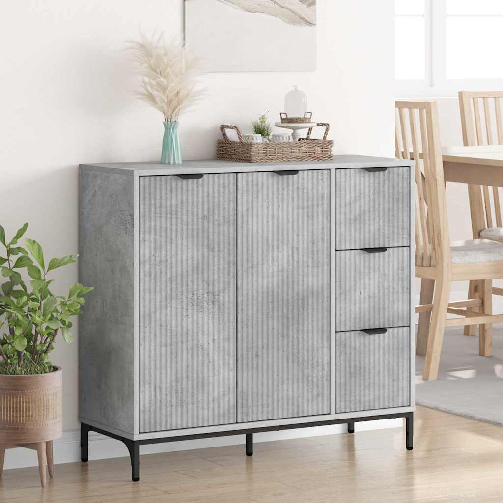 Credenza Grigio cemento 89.5 x 33 x 82 cm Legno multistrato