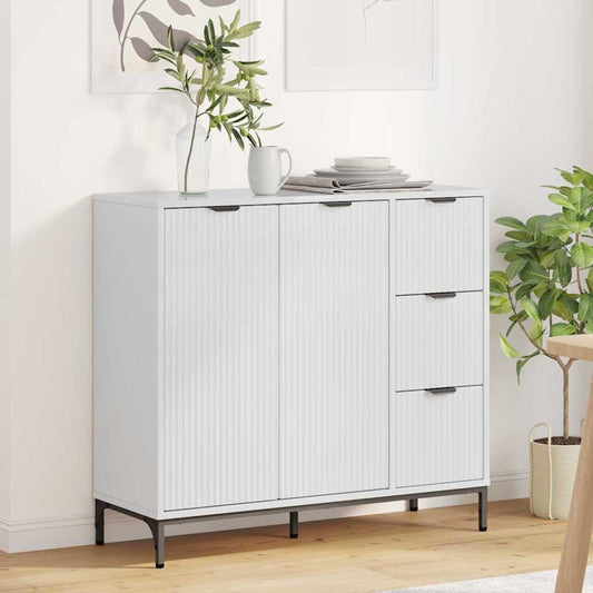 Credenza Bianco lucido 89.5 x 33 x 82 cm Legno multistrato