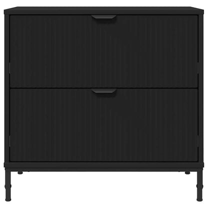 Comodino con cassetto Nero 63.5 x 36 x 61 cm Legno multistrato