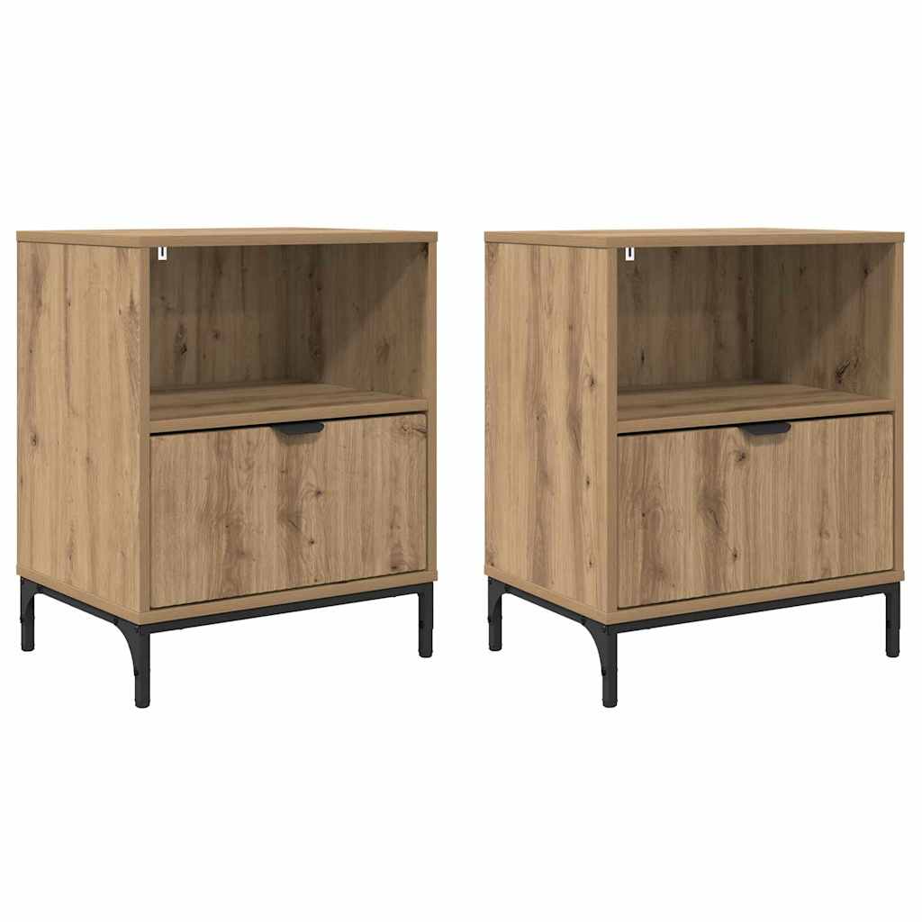 Comodini con cassetto 2 pcs rovere artigianale 49 x 36 x 61 cm