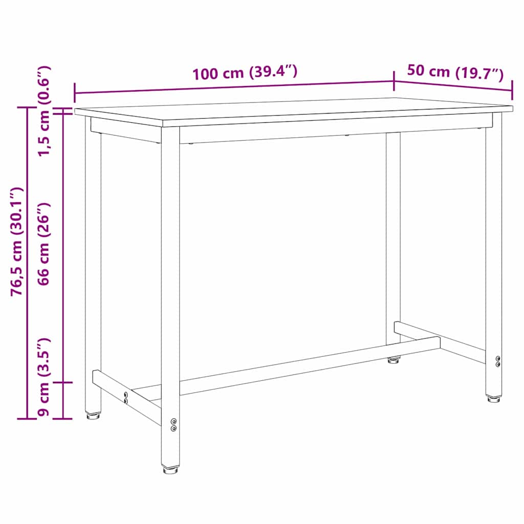 tavolo Grigio Sonoma 100 x 50 x 76,5 cm | homemem39