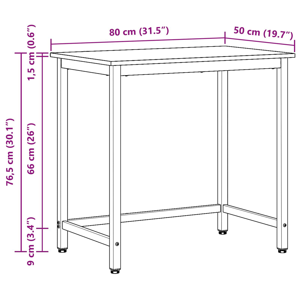 tavolo Legno vecchio 80 x 50 x 76,5 cm | homemem39