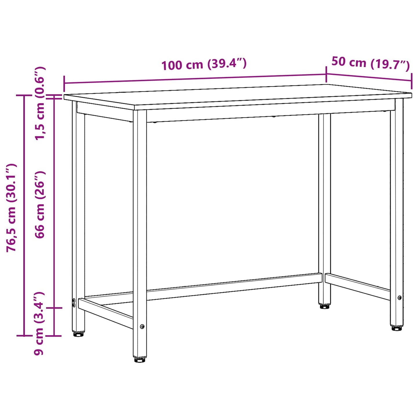 tavolo Grigio Sonoma 100 x 50 x 76,5 cm | homemem39
