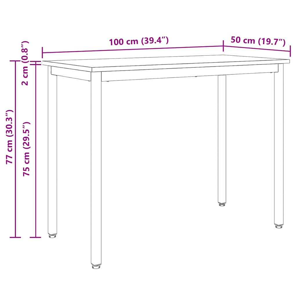 tavolo Bianco 100 x 50 x 77 cm Legno ingegnerizzato e acciaio | homemem39