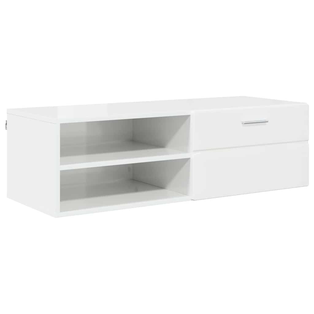 Armadio in Legno con cassetto Bianco Lucido 100,5 x 39 x 30 cm