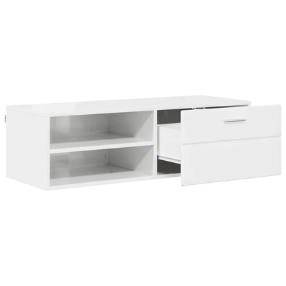 Armadio in Legno con cassetto Bianco Lucido 100,5 x 39 x 30 cm