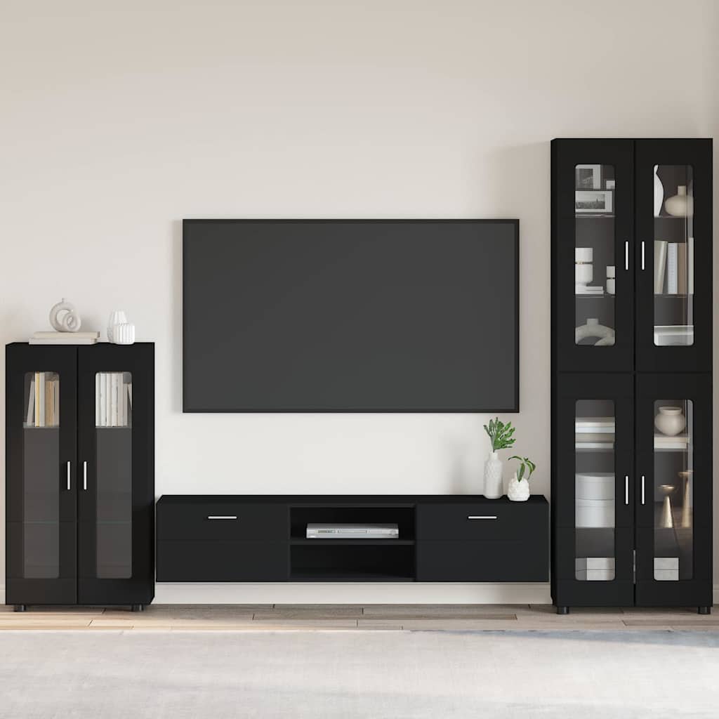 Credenza con porta Nero 55,5 x 29 x 100 cm Legno multistrato