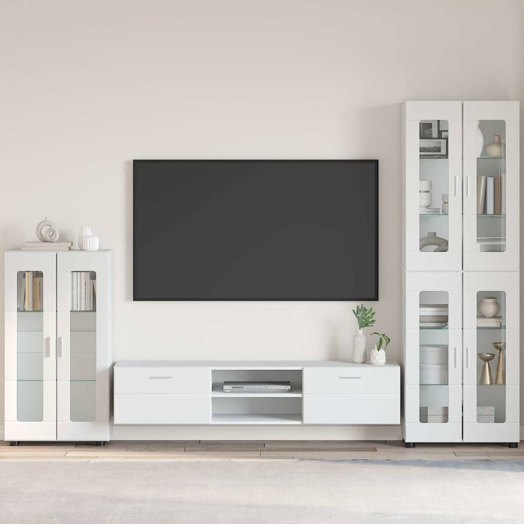 Credenza Bianco Lucido 55,5 x 29 x 100 cm Legno multistrato