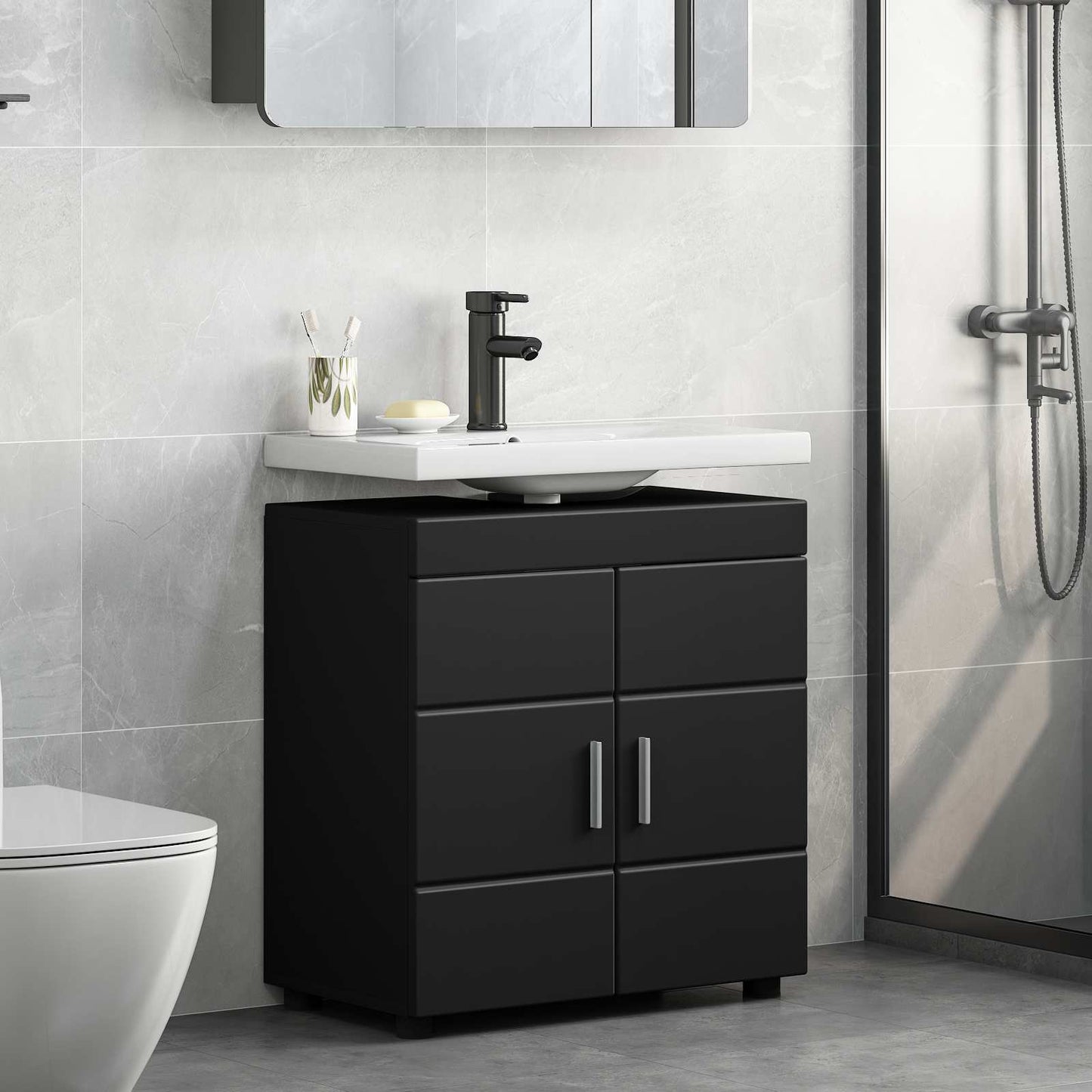 Set di Armadi da Bagno TULUM Nero 60 x 34 x 63 cm | homemem39