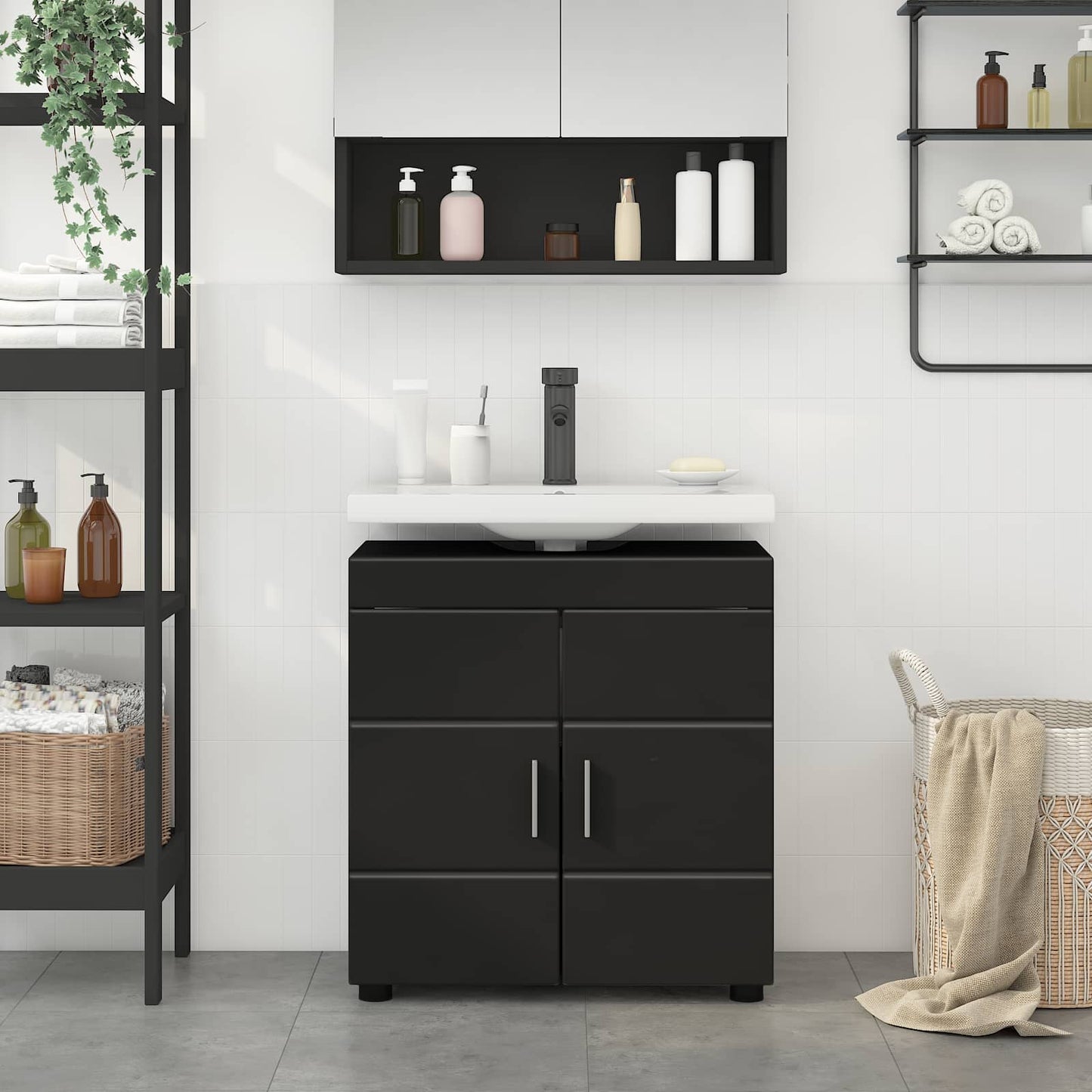 Set di Armadi da Bagno TULUM Nero 60 x 34 x 63 cm | homemem39
