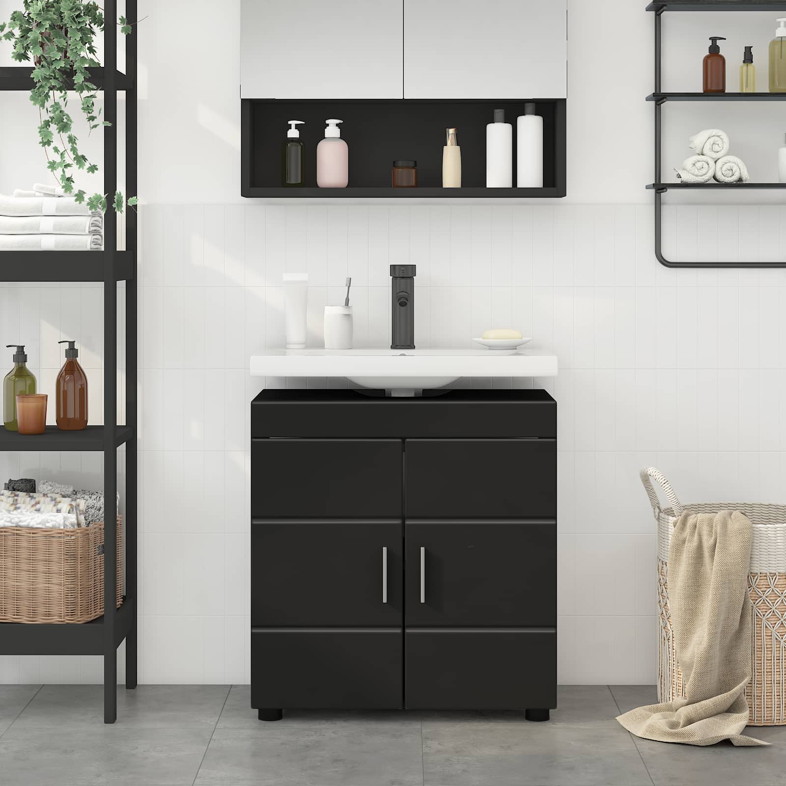 Set di Armadi da Bagno TULUM Nero 60 x 34 x 63 cm | homemem39
