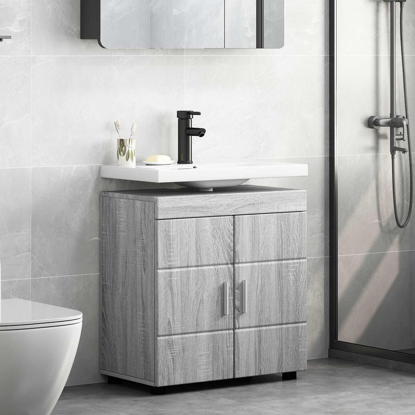 Set di Armadi da Bagno TULUM Grigio Sonoma 60 x 34 x 63 cm | homemem39