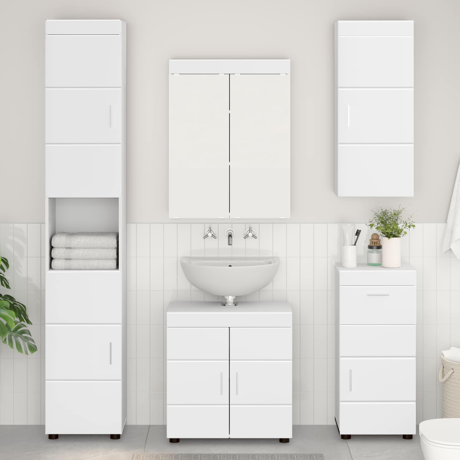 Armadio da bagno a muro TULUM Bianco 37 x 24,5 x 86 cm | homemem39