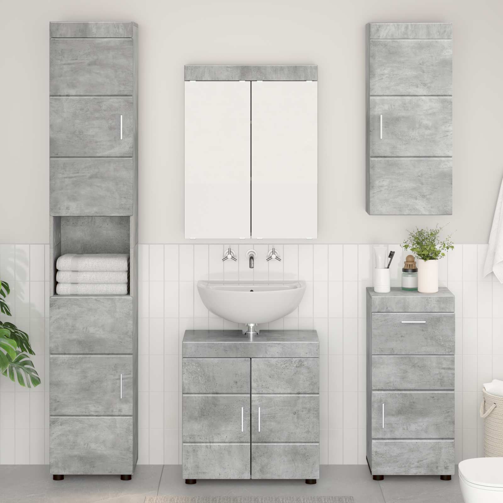 Armadio da bagno a muro TULUM Grigio cemento 37 x 24,5 x 86 cm | homemem39