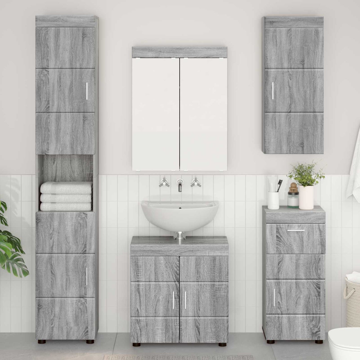 Armadio da bagno a muro TULUM Grigio Sonoma 37 x 24,5 x 86 cm