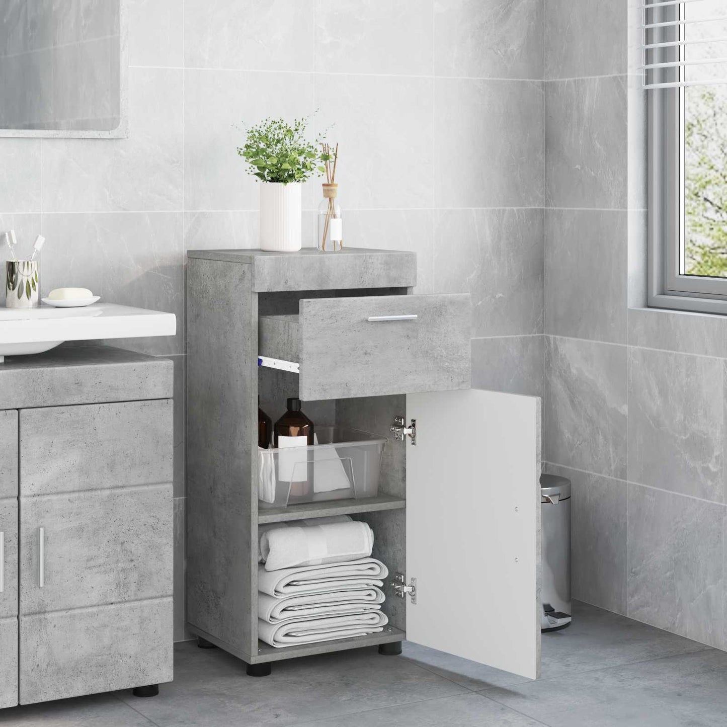 Set di Armadi da Bagno TULUM Grigio cemento 37 x 31,5 x 82 cm | homemem39