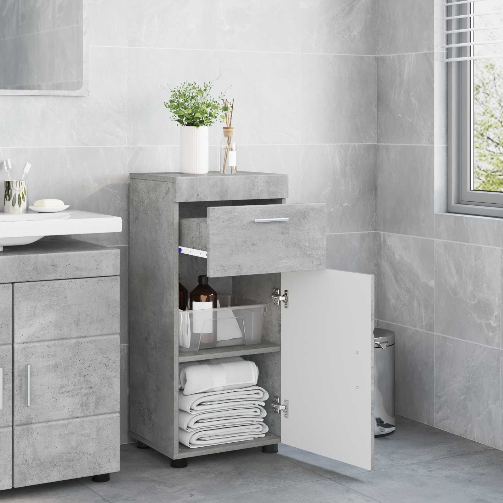 Set di Armadi da Bagno TULUM Grigio cemento 37 x 31,5 x 82 cm | homemem39