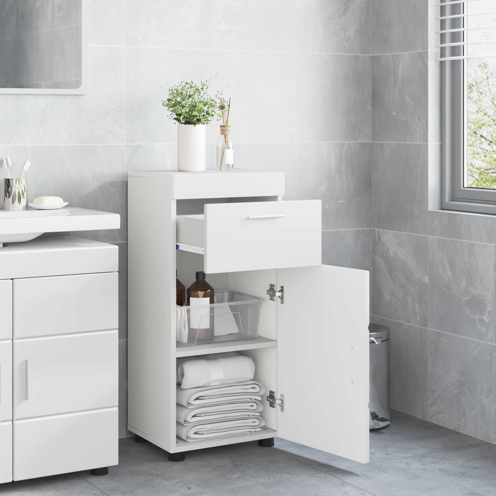 Set di Armadi da Bagno TULUM Bianco Lucido 37 x 31,5 x 82 cm | homemem39