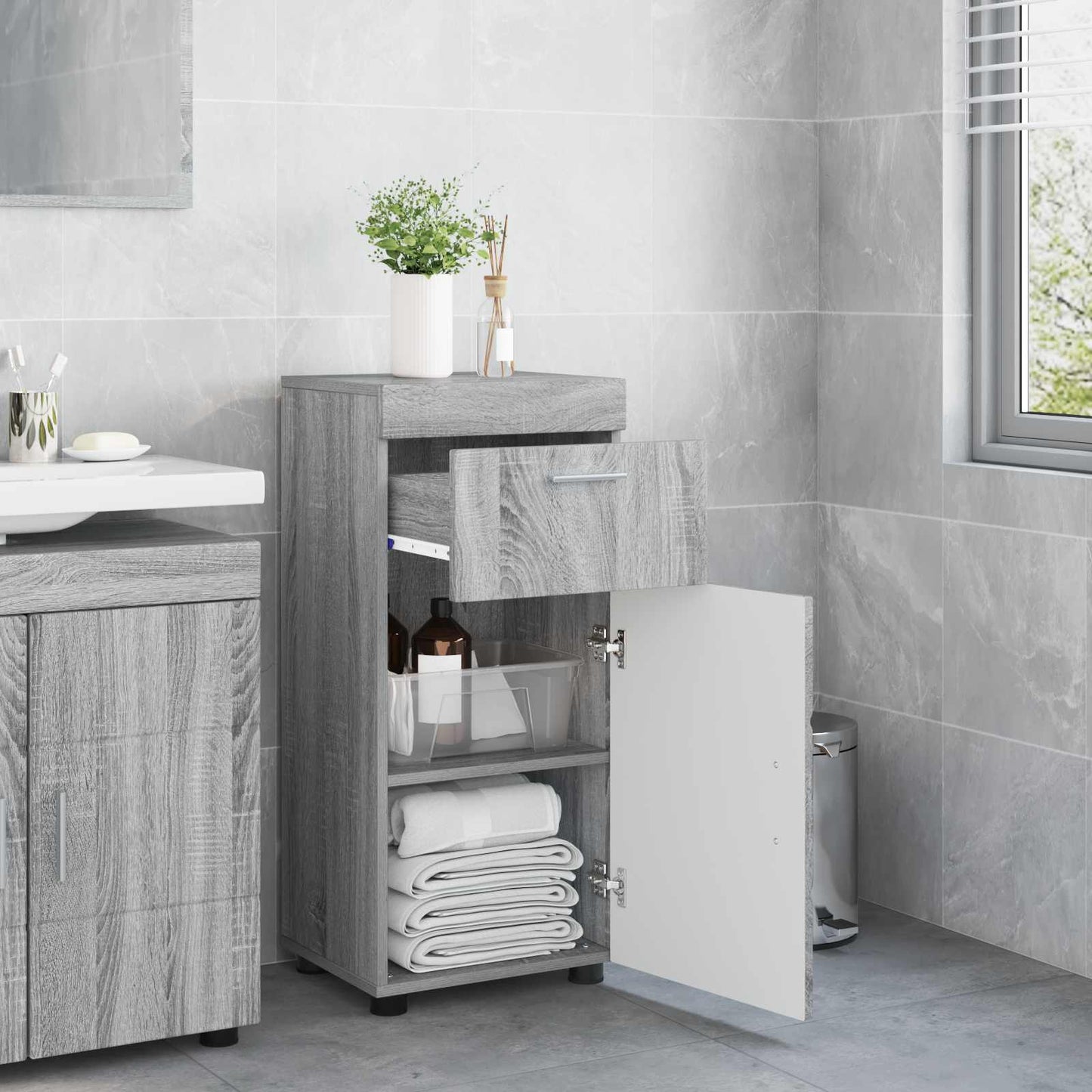 Set di Armadi da Bagno TULUM Grigio Sonoma 37 x 31,5 x 82 cm | homemem39