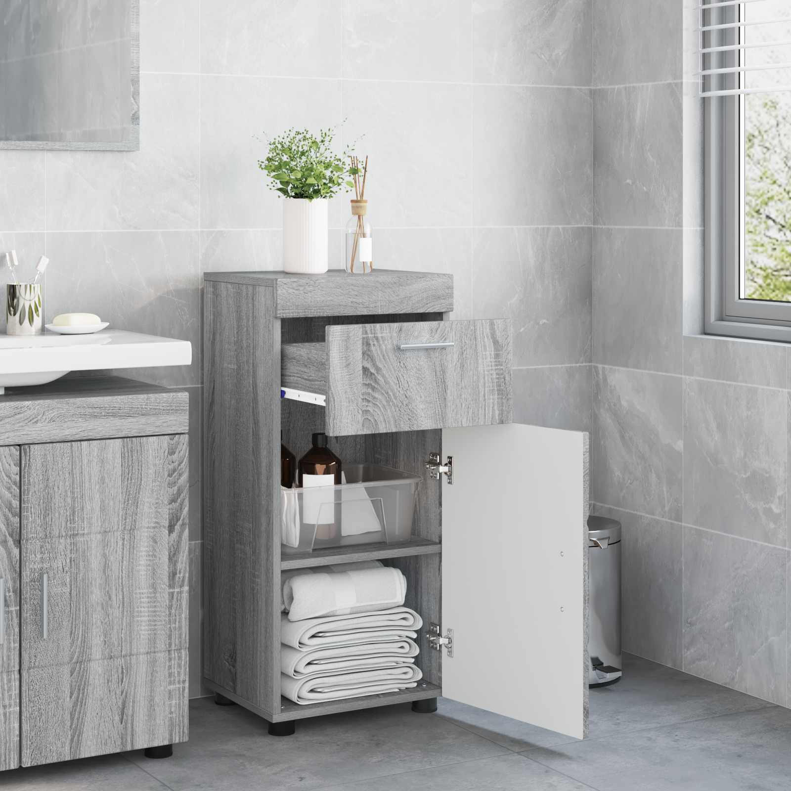 Set di Armadi da Bagno TULUM Grigio Sonoma 37 x 31,5 x 82 cm | homemem39