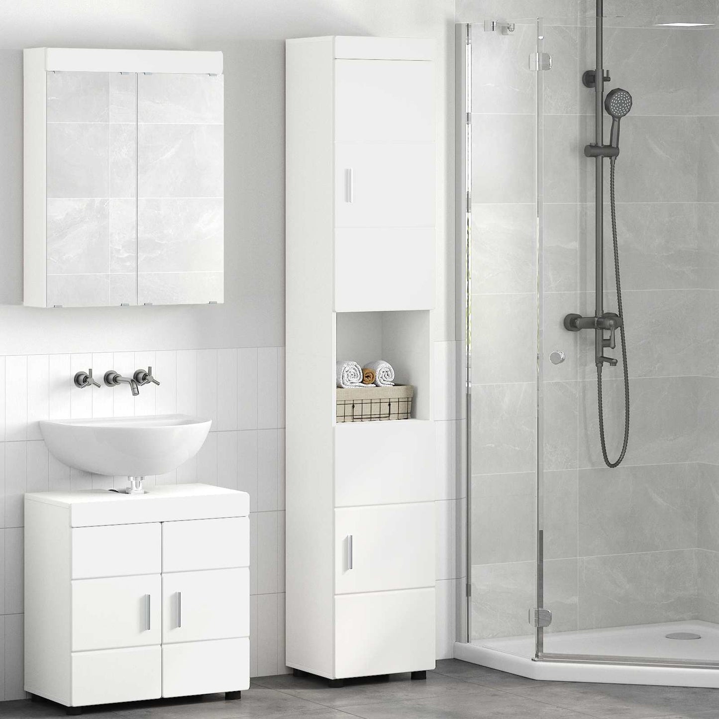 Set di Armadi da Bagno TULUM Bianco 37 x 31,5 x 203 cm | homemem39