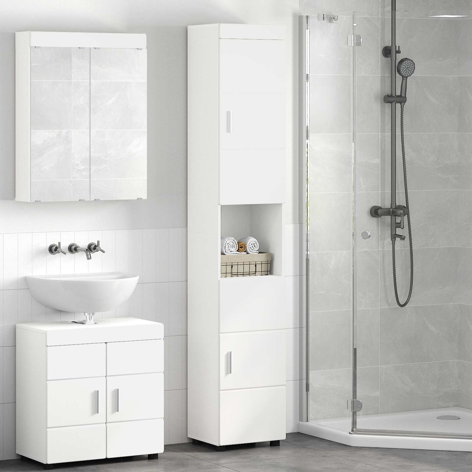 Set di Armadi da Bagno TULUM Bianco 37 x 31,5 x 203 cm | homemem39