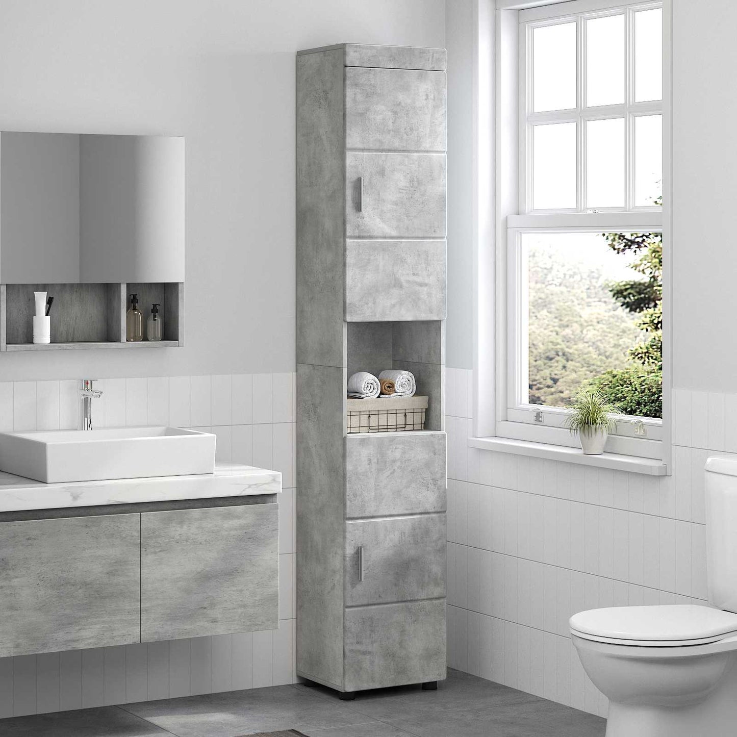 Set di Armadi da Bagno TULUM Grigio cemento 37 x 31,5 x 203 cm | homemem39